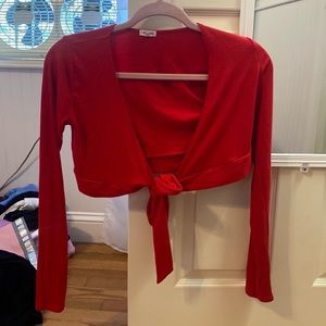 Red Garage tie crop top